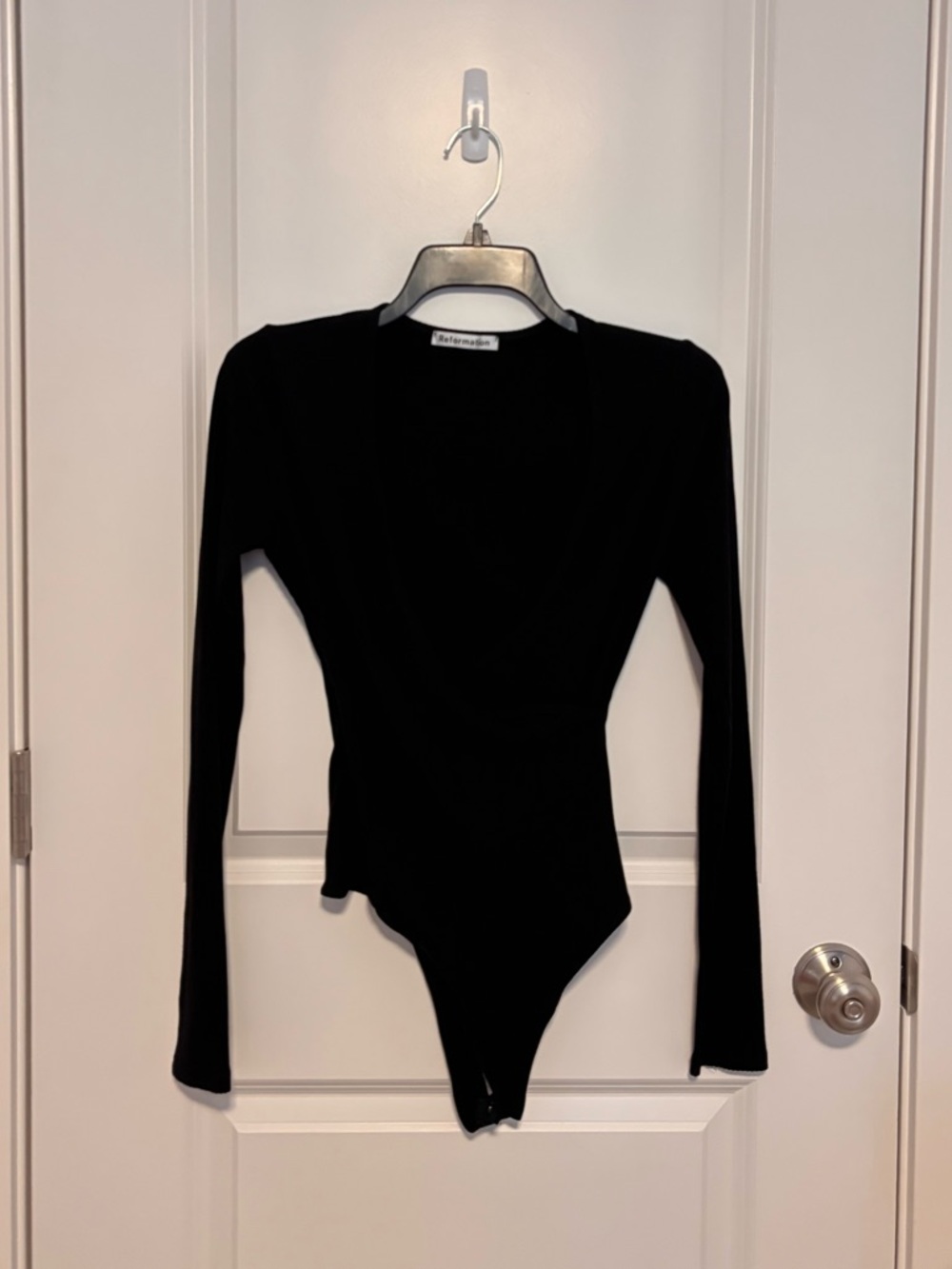 Reformation Becky Long Sleeve Black Bodysuit - Picture 2 of 7